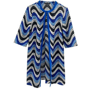 Ming Wang Chevron Pattern Textural Lace Woven Cardigan Sheer Jacket size Medium